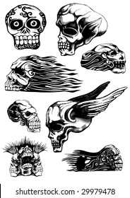 skulls. design elements. vector illustration.