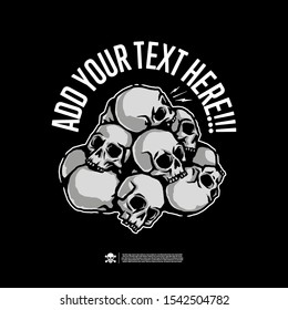 
Skulls. Design for printing on t-shirts, stickers and more. Vector.