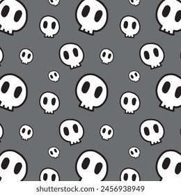 Skulls doodle seamless pattern background