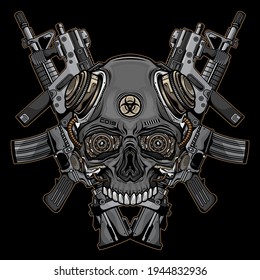 Skulls And Firearms Logo, Vector EPS 10