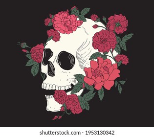 Skulls and Flower garden vector park for any kind of designing 