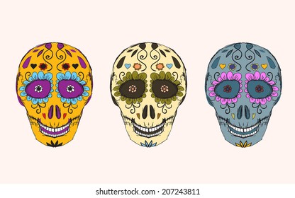 Skulls with flowers