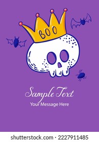 Skulls with Golden Crown Vector Card Background