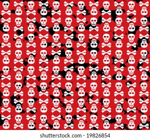 Skulls grunge background. Fun. Vector illustration.