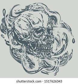 Skulls. Hand-drawn vector illustration. Tattoo. Symbol Emblem

