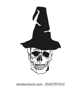 Skulls with hats, vector icons