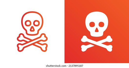 Skulls head with crossbones icon. Toxic sign symbol vector illustration.