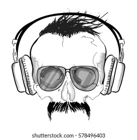skulls hipster style for t shirt printing posters