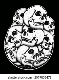 skulls illustration with hand drawing style. recommended for tshirt design, sticker, enamel pin, etc.