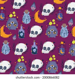 skulls moon poision decoration background