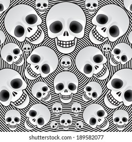 Skulls on a black background, illustration