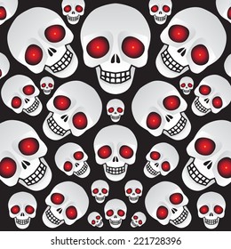 Skulls on a black background, illustration