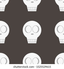 Skulls on brown background - seamless pattern. Vector vivid collection with skull.