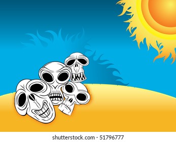 skulls on the desert beach