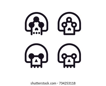 skulls outline vector icon set. halloween theme.