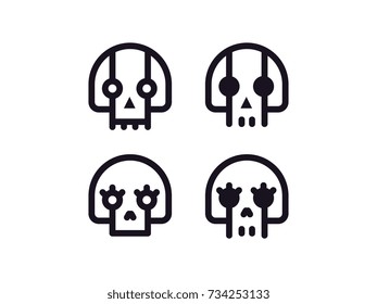 skulls outline vector icon set. halloween theme.