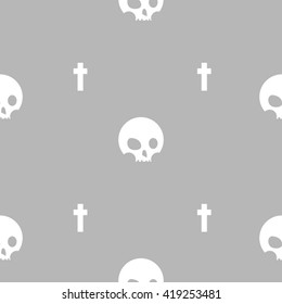 Skulls pattern. Gray and white seamless vector pattern for wallpaper, web page background, textile design, graphic design. 