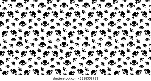 Skulls pattern for Halloween cover. Horror background. Black and white illustration background. Vector EPS 10