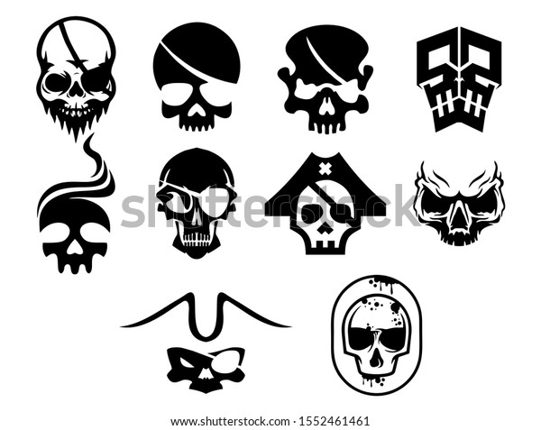 Skulls Pirates Illustration Vector Set Design Stock Vector (Royalty ...