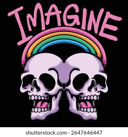 Skulls Rainbow for streetwear illustration