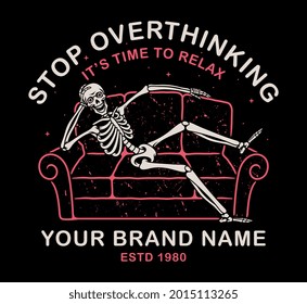 skulls relaxing on sofa. For t-shirts, stickers and other similar products.