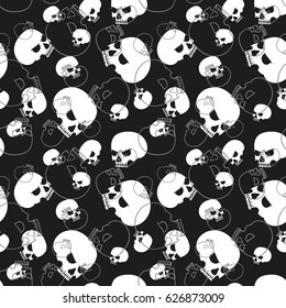 Skulls seamless background. Endless textile pattern.