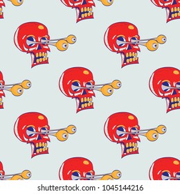 Skulls seamless pattern. Cartoon style pattern design.