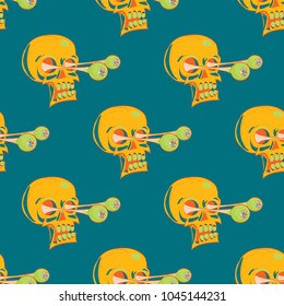 Skulls seamless pattern. Cartoon style pattern design.