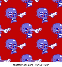 Skulls seamless pattern. Cartoon style pattern design.