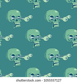 Skulls seamless pattern. Cartoon style pattern design.