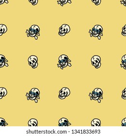 SKULLS SEAMLESS PATTERN COLOR BACKGROUND