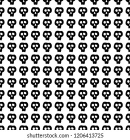 Skulls seamless pattern. Happy Halloween pattern. Black and white vector illustration.