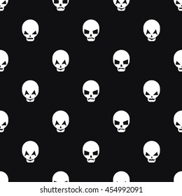 Skulls seamless pattern on black background.
