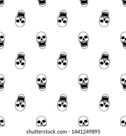 Skulls seamless pattern on white background