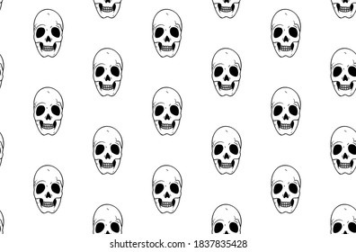 Skulls seamless pattern on white background