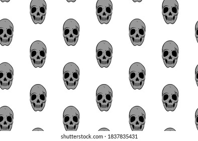 Skulls seamless pattern on white background