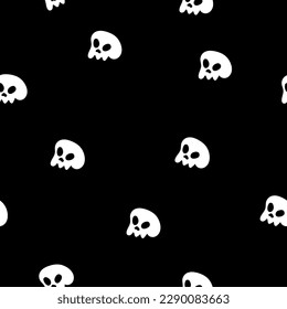 Skulls seamless pattern, vector background with crazy sculls for Hard Rock and Rock N Roll subculture prints textile, hazard and danger, horror and death theme