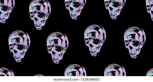 Skulls. Seamless pattern of skulls. Vector illustration. Seamless texture with painted skulls. EPS-10