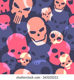 Skulls seamless pattern. Vector illustration.
