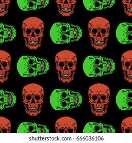 Skulls seamless pattern. Vector illustration.