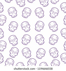 Skulls seamless pattern vector with white background,line art,halloween celebration