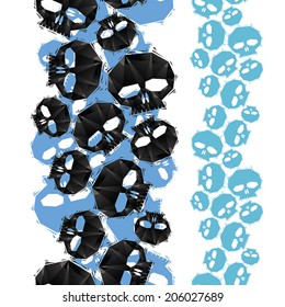 Skulls seamless pattern, vertical composition, geometric contemporary style repeating vector background, best for use as web backgrounds and wallpapers.