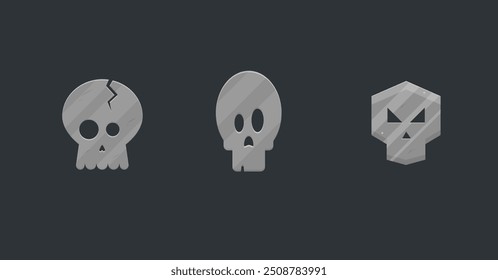 Skulls Set Icon Logo Element Sci Fi Futuristic Cartoon Military Vector Design