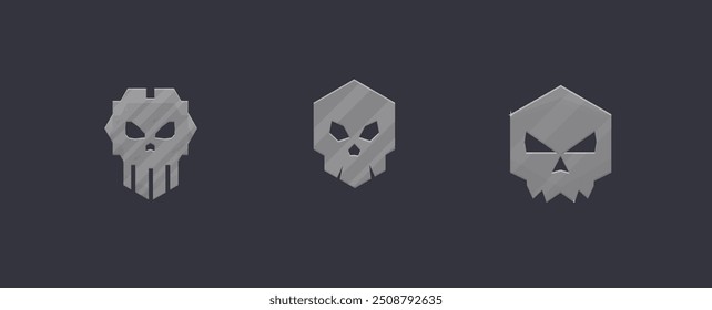 Skulls Set Icon Logo Element Sci Fi Hexagon Futuristic Cartoon Military Vector Design