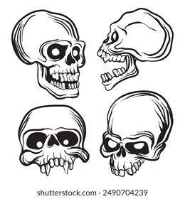 Skulls. Set of vector skulls. Skulls on white background
