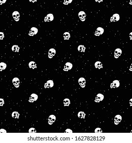 Skulls Space Repeat seamless pattern  Hand drawn Skeleton background