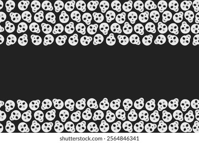 Skulls Top and bottom rectangular frame border in grayscale Day of the dead Copy space Template idea