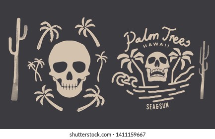 Skulls and tropical island elements