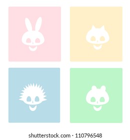 skulls of various animals on a colored background