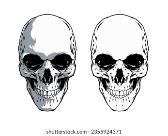 Skulls. Vector illustration. Isolated on white background.